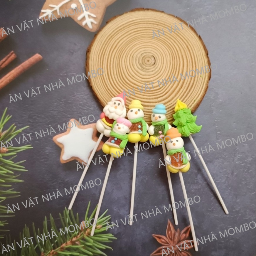 Kẹo mút giáng sinh ông già noel và người tuyết handmade,kẹo giáng sinh