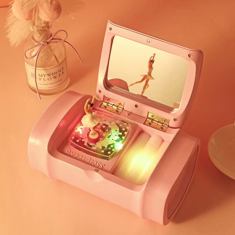 [Hàng Sẳn] Hộp Nhạc Đựng Trang Sức Hình Hello Kitty màu hồng, Cô Gái Múa Ba Lê Xinh Xắn, đẹp mắt.