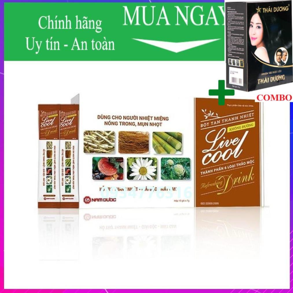 Combo Gội Là Đen Thái Dương+ ✅ Bột tan thanh nhiệt Livecool không đường (Hộp 10 gói)