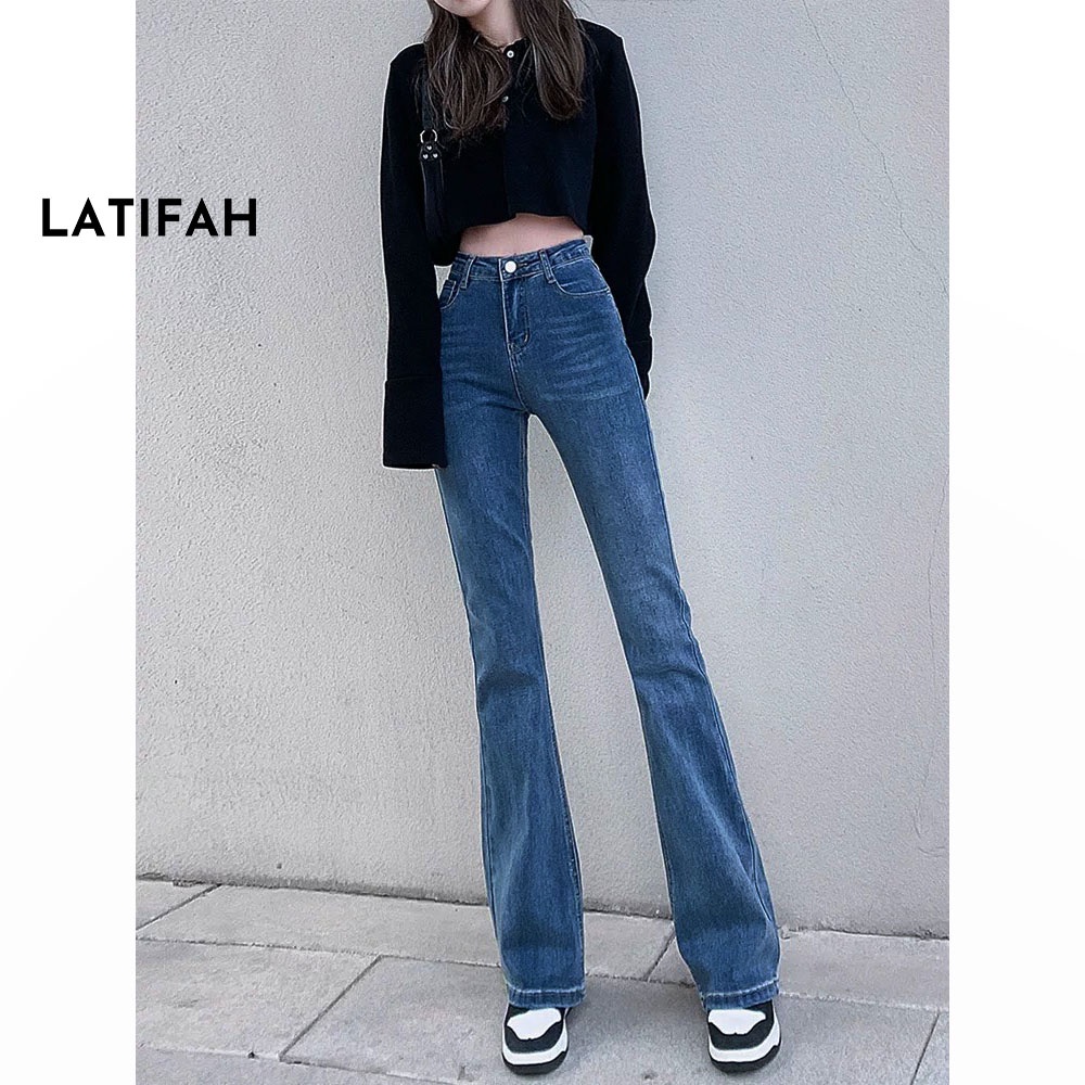 Quần jeans nữ ống loe co giãn LATIFAH QD046 trẻ trung năng động ulzzang phong cách hàn quốc