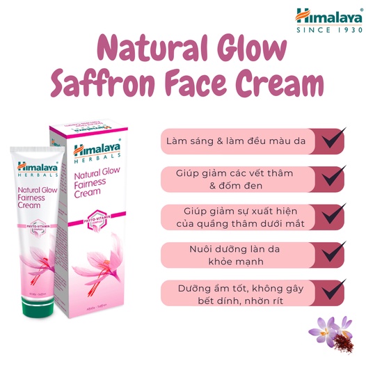 KEM DƯỠNG SÁNG DA NÂNG TÔNG CHIẾT XUẤT NGHỆ TÂY SAFFRON - HIMALAYA NATURAL GLOW KESAR FACE CREAM 25G VÀ 50G