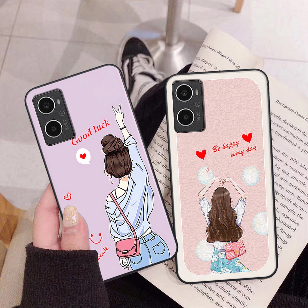 Ốp Oppo A96 4G in hình cô gái be happy trẻ trung cá tính đầy năng động