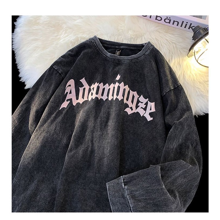 Áo Thun Tay Dài Cổ Tròn Dáng Rộng Phong Cách Âu Mỹ Thời Trang Mùa Thu Cho Nam