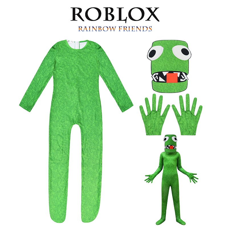 Game Roblox Rainbow Friends Green Cosplay Costume Kids Halloween Fancy Dress Party