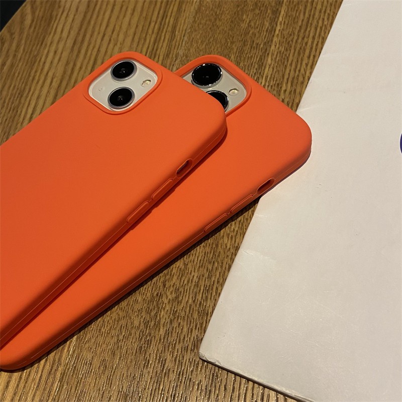 Ốp Điện Thoại Silicon Mềm Màu Cam Cho IPhone 14 13 12 11 Pro X Xs Max 7 8 6s Plus