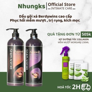 Dầu Gội Dầu Xả BERDYWINS ARGAN OIL Italy Bộ Dầu Gội  Phục Hồi Cấp Ẩm, Kích Thích Mọc Tóc 500ML*2- NHUNGKS.STORE