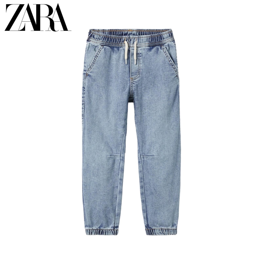 Quần jogger jeans Zara lưng có bo chun co giãn thoải mái dành cho bé 17-40Kg