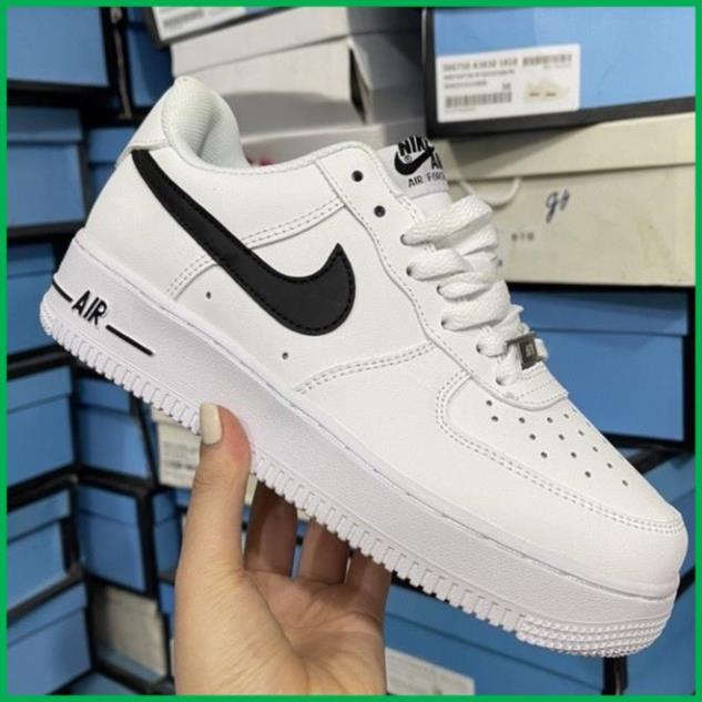 Giày Air Force 1 AF1 Trắng Vệt Đen Thời Trang, Giày Thể Thao Sneaker Nam Nữ Trắng Kẻ Đen G10-Full Box Bill-nt