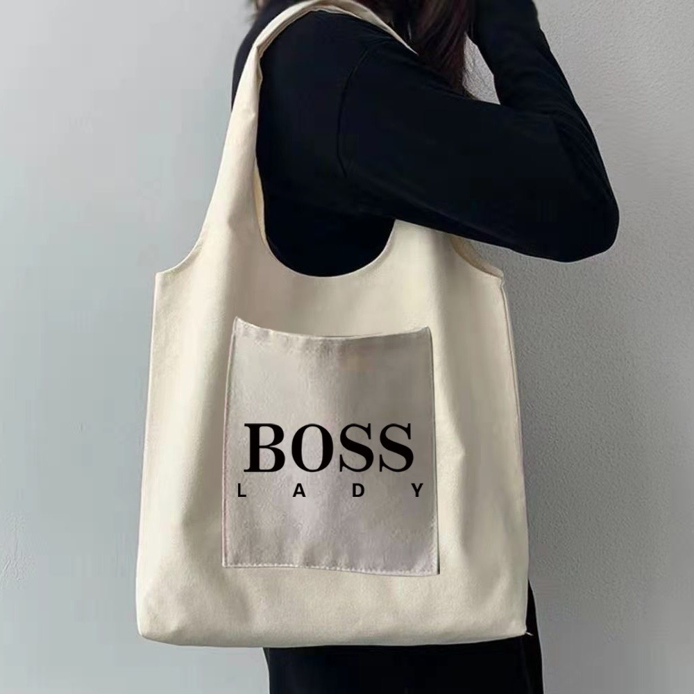 Túi Tote Tròn Vải Canvas Vintage Phong Cách Hàn Quốc