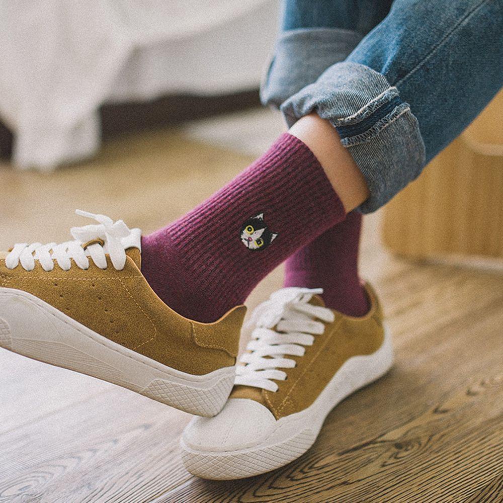 ESPO Tất Hoạ Tiết Động Vật Thêu Thiết Kế Dày Dặn Giữ Ấm Cao Cấp Thời