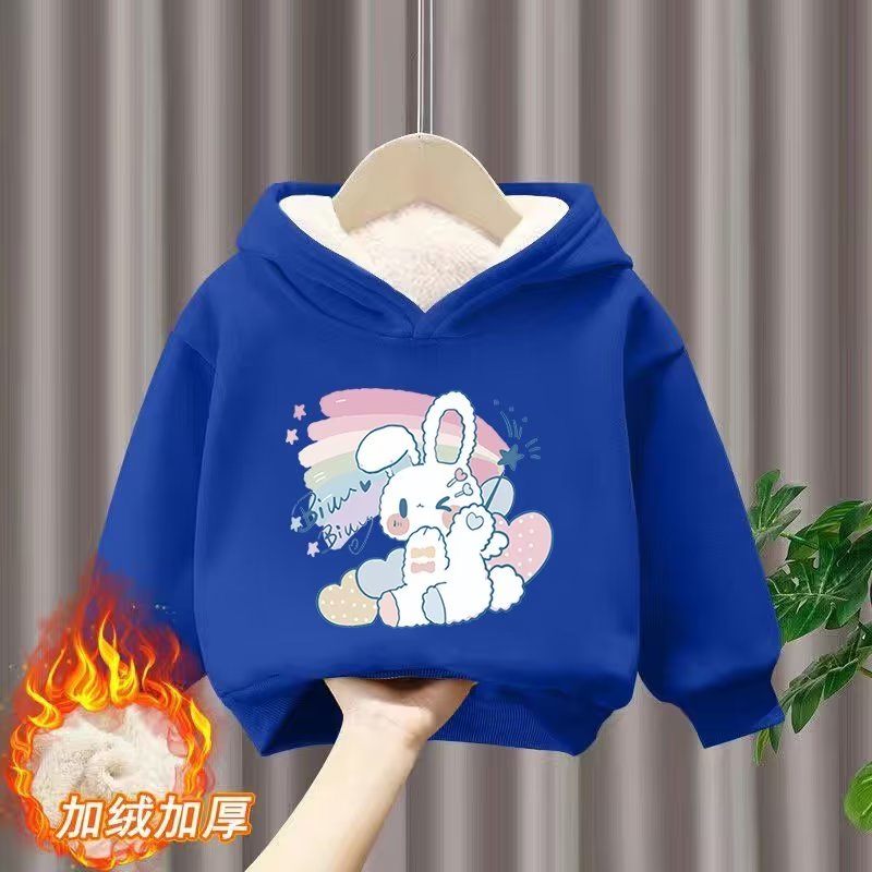 Áo Hoodie Dài Tay Lót Lông Cừu Thời Trang Mùa Thu Cho Bé Gái