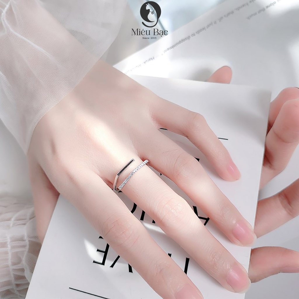 Nhẫn bạc nữ lục giác đính đá hở chất liệu bạc S925 thời trang phụ kiện trang sức Miêu Bạc N400808