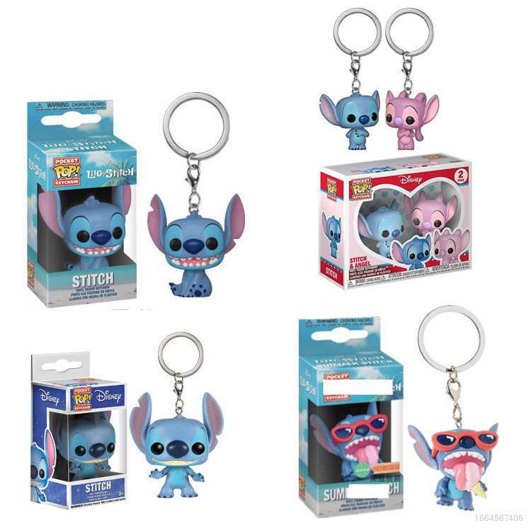 Cartoon Lilo Stitch Handmade Dolls Keychain Pendant Stitch Angel Funko Pop Pocket Keychain Birthday Decoration