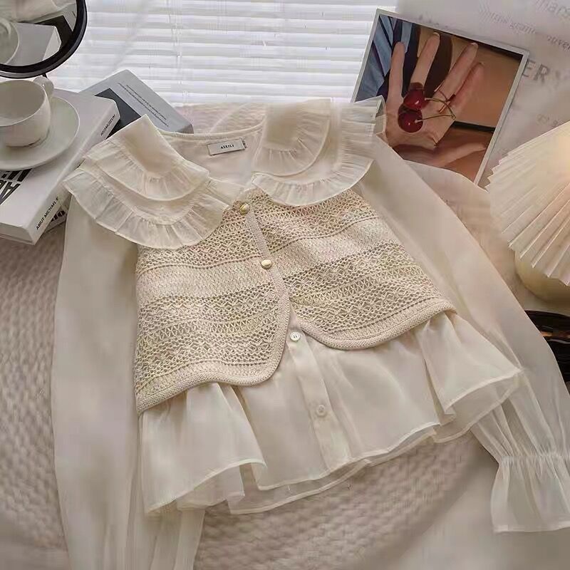 Áo Kiểu Tay Loe Dài Thời Trang Thu Đông Hàn Quốc Cho Nữ