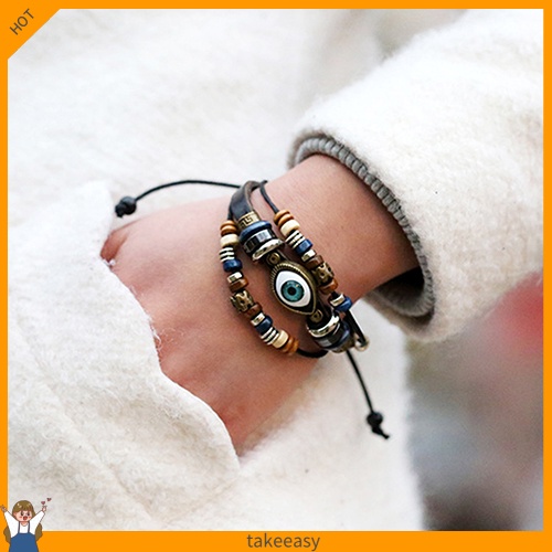 Vòng tay giả da mặt hình con mắt phong cách Thổ Nhĩ Kỳ