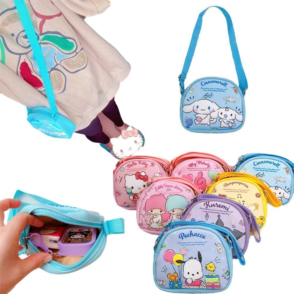 LILYES Túi Đeo Vai Da PU Họa Tiết Hoạt Hình Chó Mèo Kuromi Kitty Dễ Thương Cho Bé Gái