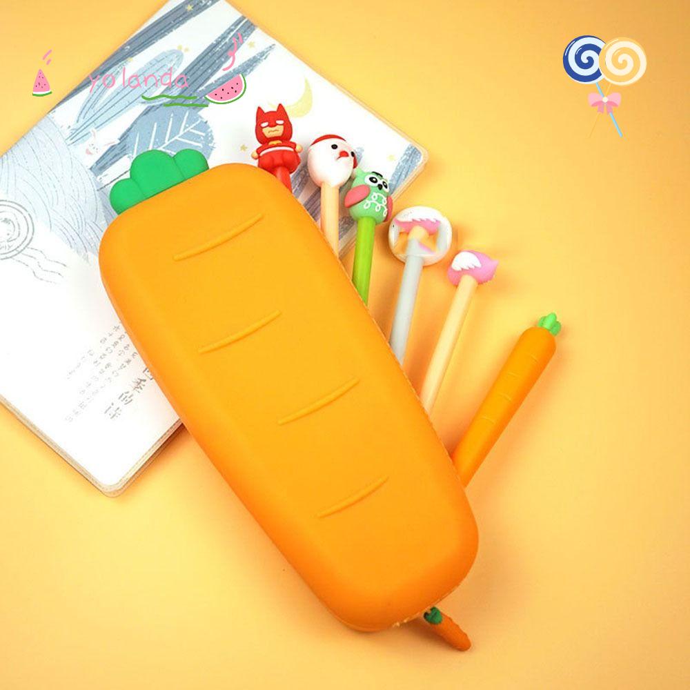 Túi Đựng Bút Bằng Silicon Hình Củ Cà Rốt Dễ Thương Sáng Tạo