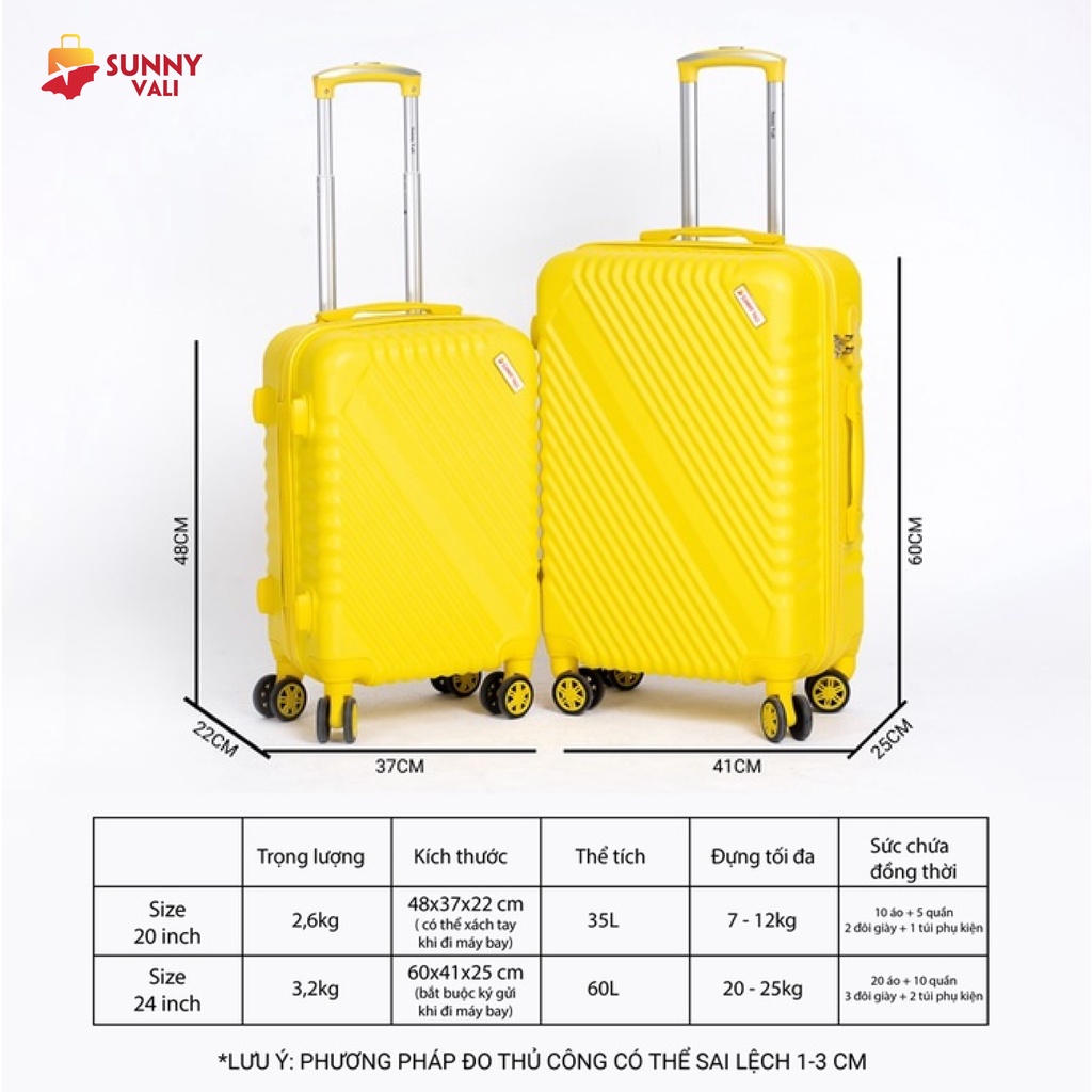 Vali kéo SUNNY - SV05 , nhựa dẻo chống va đập, bảo hành 3 năm