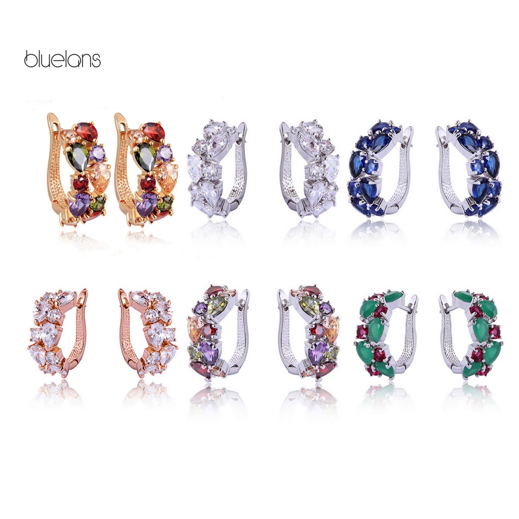 1 Đôi Bông Tai Tròn Đính Đá Nhiều Màu Sắc Phong Cách Âu Mỹ Thời Trang Cho Nữ