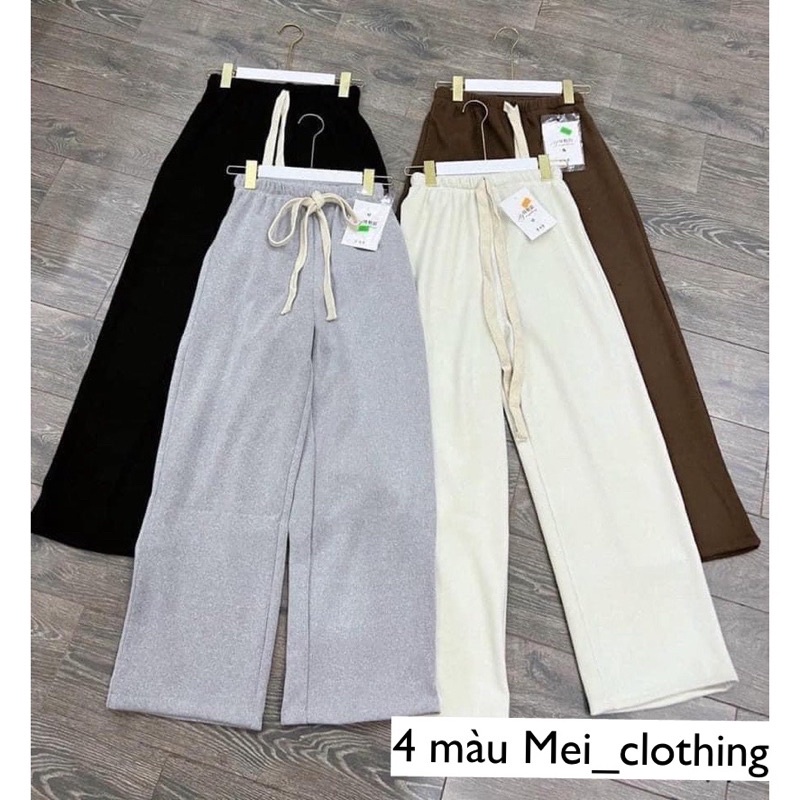 Quần Nhung Tăm Ống Suông Rút Dây Dày Dặn