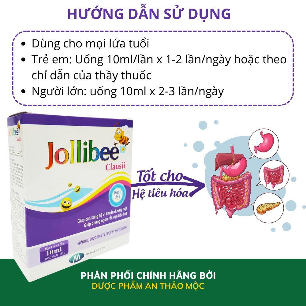 Men vi sinh Mediusa Jollibee Clausii cân bằng hệ vi khuẩn đường ruột phòng ngừa rối loạn tiêu hóa hộp 20 ống