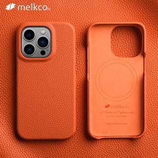 Bao da điện thoại bằng da bò thật cao cấp hít nam châm hiệu melkco cho iphone 14 pro max 15 pro 14plus ốp