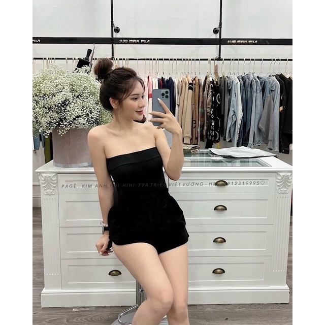 Quần short nữ  quần sooc nhung lưng cao màu đen trơn