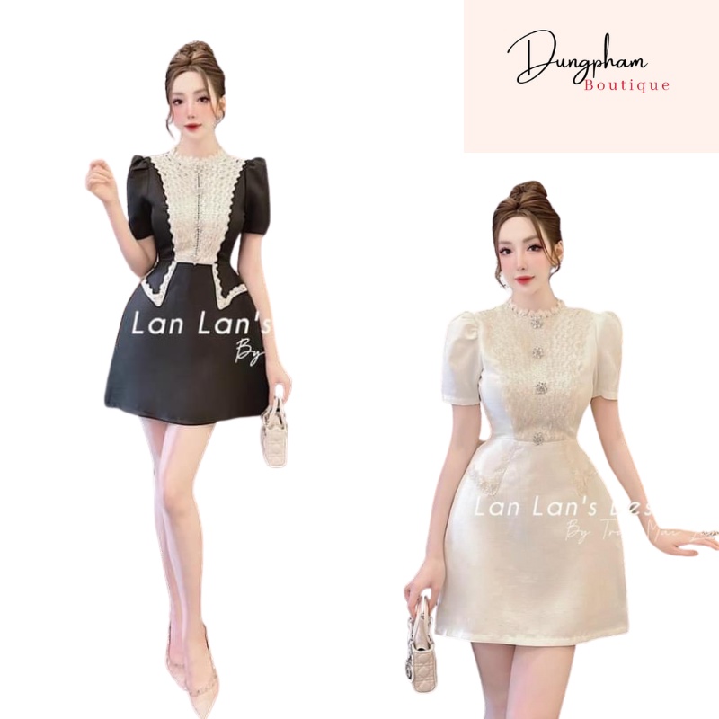 Váy dạ phối ren 2 lớp - Dungpham Boutique