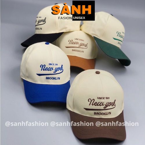 Mũ lưỡi trai phối màu thêu chữ NewYork Brooklyn Nón kết chất kaki cao cấp thời trang form unisex nam nữ_sanhfashion