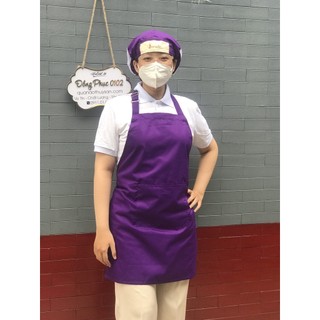 Tạp dề phục vụ, tạp dề bếp, tạp dề làm vườn, tạp dề nhân viên tạp vụ màu tím- vải kaki dày dặn bao đẹp