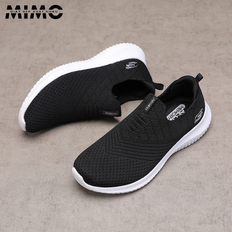 Giày nữ, Skechers mũi tên đen trắng êm nhẹ, bền đẹp