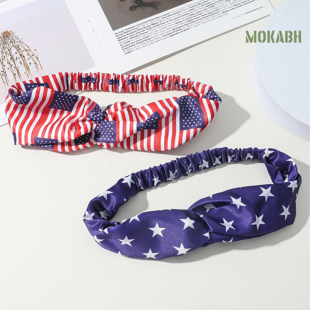Băng Đô Cài Tóc Co Giãn Chống Trượt Thoáng Khí Hình Lá Cờ Mỹ