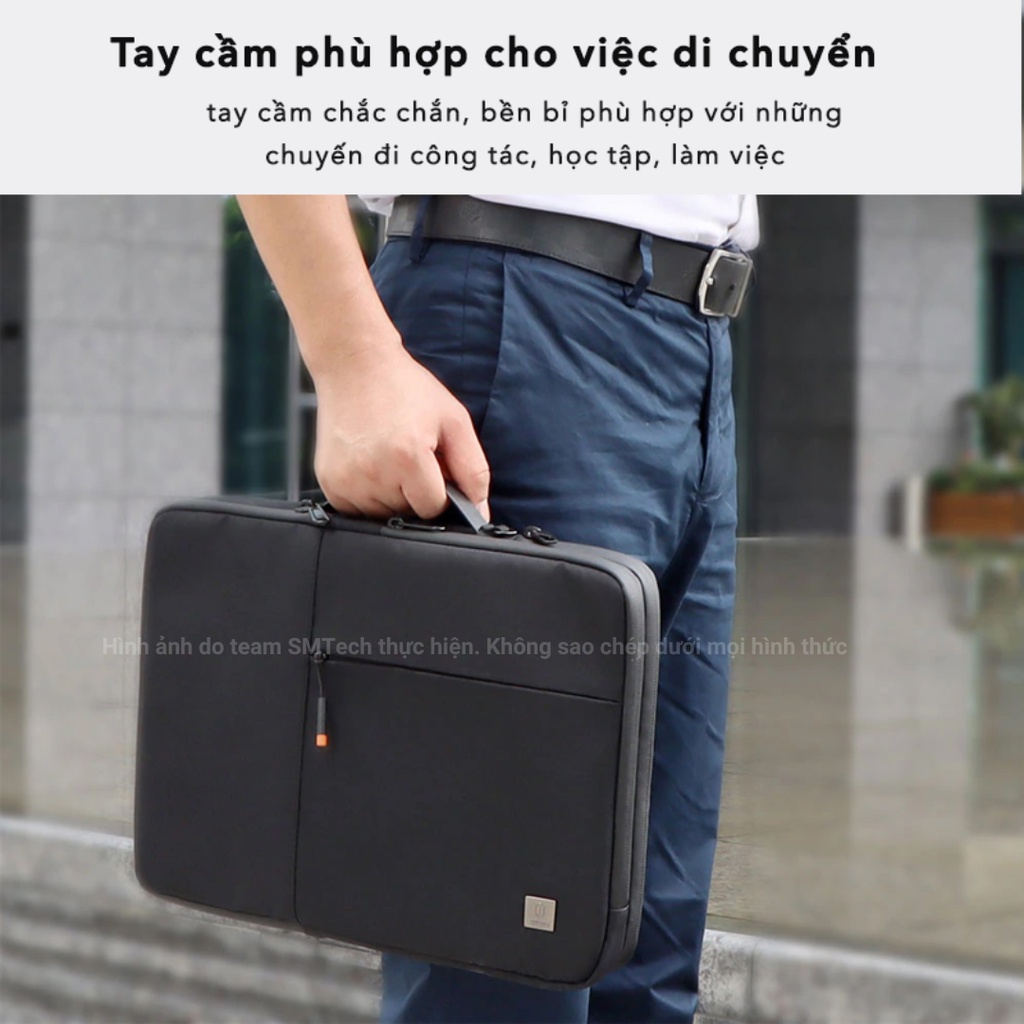 Túi xách dọc ngang SMTech chính hãng Wiwu Alpha Double đựng Mácbook Laptop chống sốc dày dặn, chống thấm nước