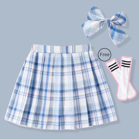 Chân Váy Xếp Ly Lưng Cao Phong Cách Nhật Bản Cho Bé Gái