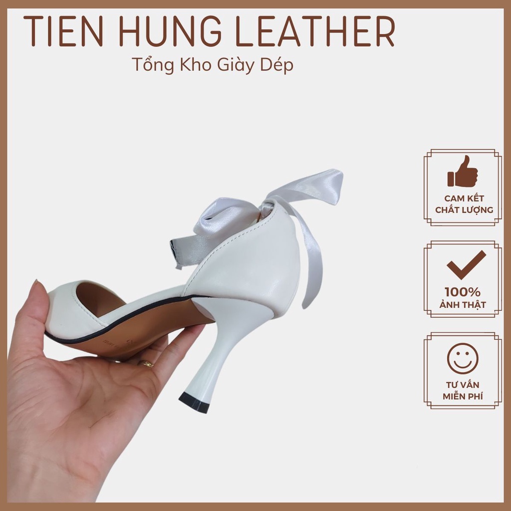 Giày nữ gót cao 7cm bít hậu mũi nhọn quai ngọc Tiến Hùng TH4002