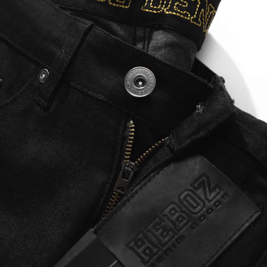 Quần jeans dài nam đen, chất vải denim cao cấp, cạp quần có thêu chữ Heboz - 00001285