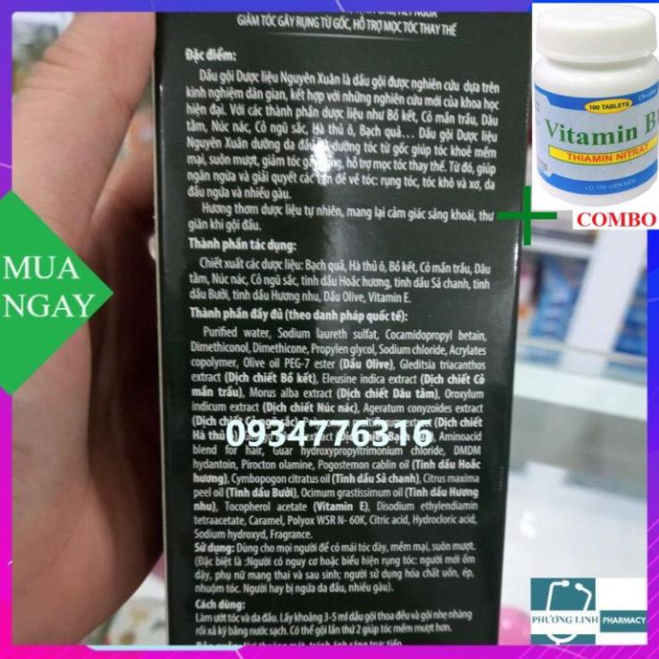 Combo Vitamin B1 chai 100 viên+ dầu gội dưỡng tóc nguyên xuân chai có vòi