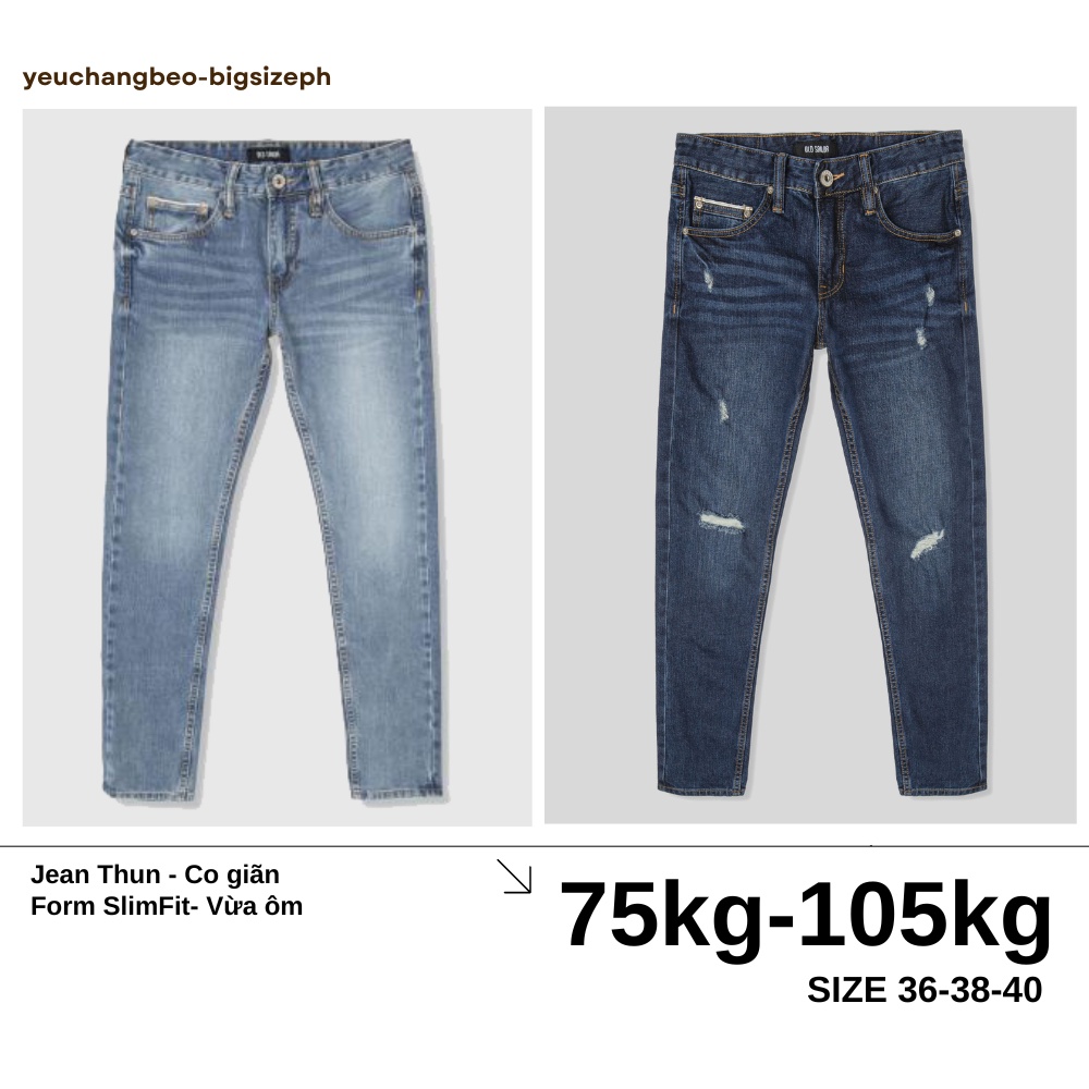 Quần Jean Bigsize 75kg - 105kg co giãn | Quần Bò ngoại cỡ 36 38 40 | PH BIG SIZE | Q219