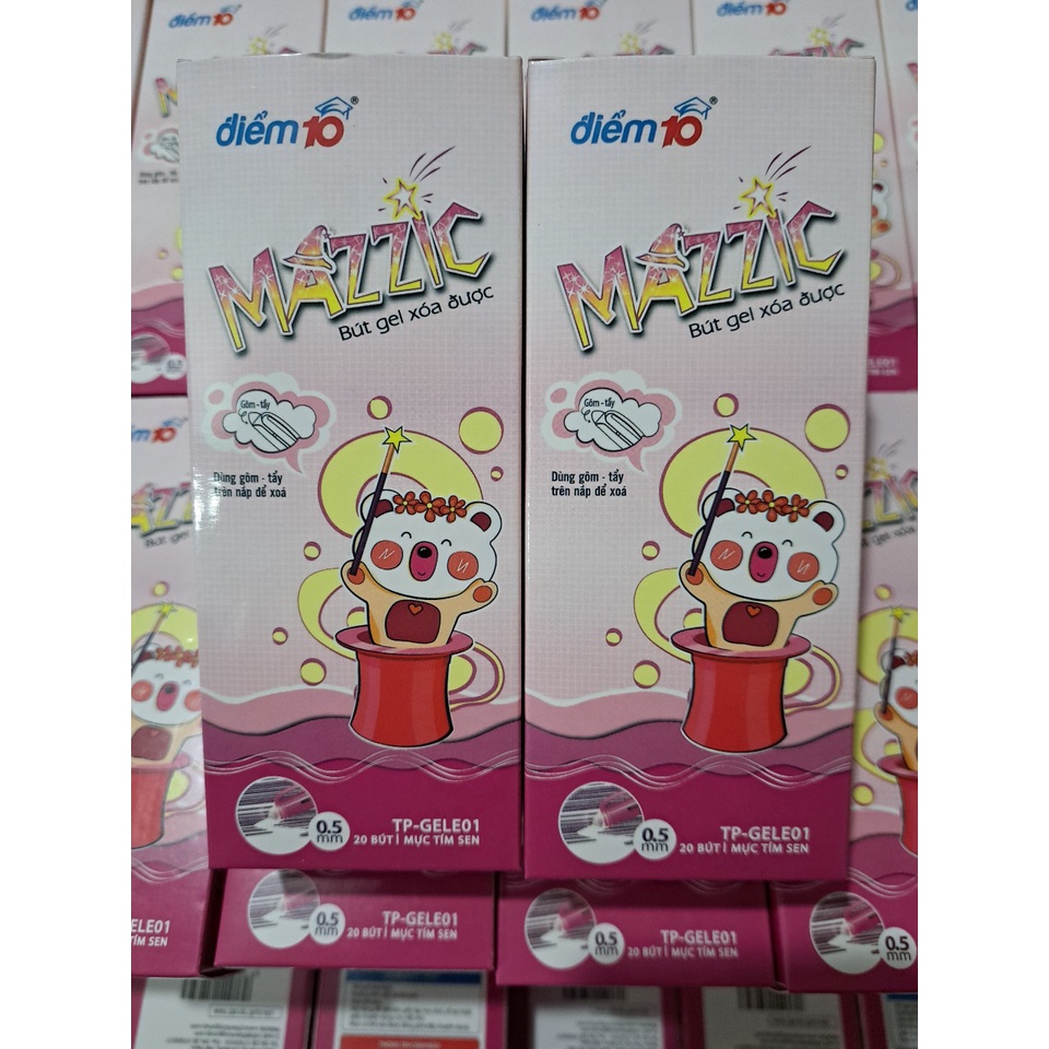 01 Hộp 20 Cây Bút Gel Xóa Được Mực Tím Sen MAZZIC TP-GELE01 0.5mm
