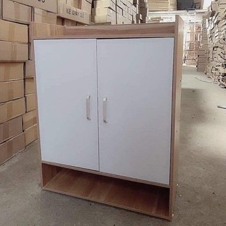 Tủ giày gỗ 2 ngăn cánh trắng