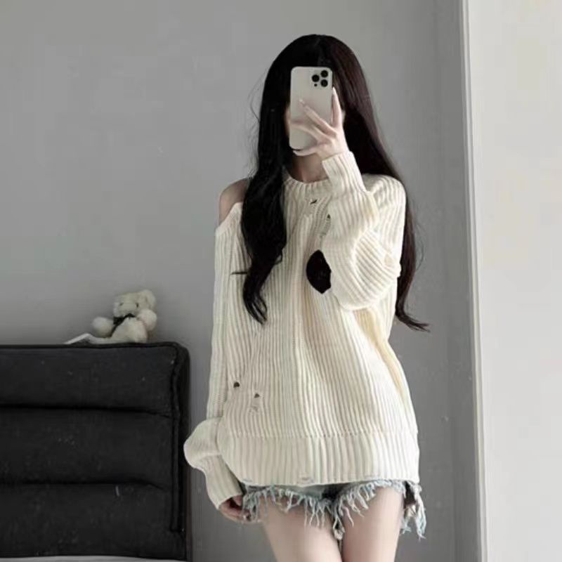 Áo croptop nữ dài tay áo len kiểu nữ Áo Sweater Trễ Vai Tay Dài Thời Trang Thu Đông Dành Cho Nữ