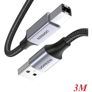 Ugreen 80804 3m đầu nhôm dây bọc lưới chống nhiễu cáp máy in màu đen 2.0 usb a sang b us369