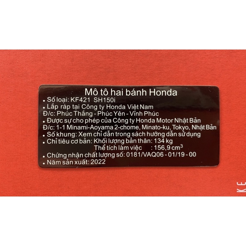 Tem năm sản xuất 2022 các đời xe honda  và yamaha.. Tem zin chuẩn hãng nhà máy