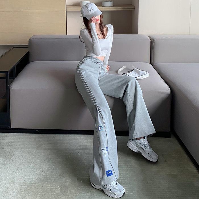 Quần Thể Thao Ống Rộng Lưng Cao Phong Cách Nhật Bản Mới Cho Nữ