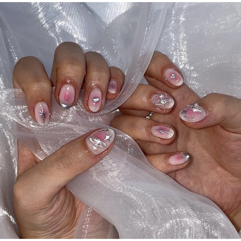 Nailbox thiết kế ( Hồng loang vẽ metal )