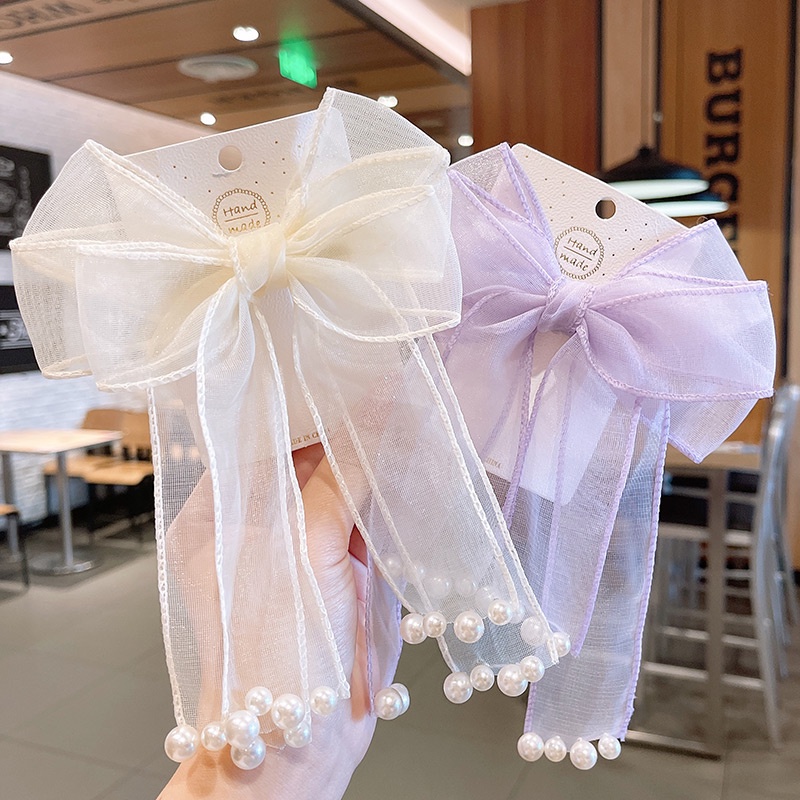 Nơ kẹp tóc cho bé gái dễ thương đính hạt nhân tạo mã TGNT9