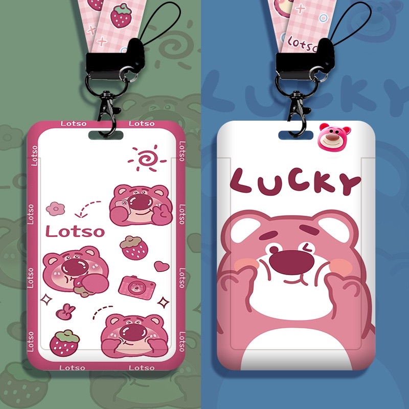 Bao đựng thẻ hình Gấu dâu Losto kèm dây đeo cổ cute