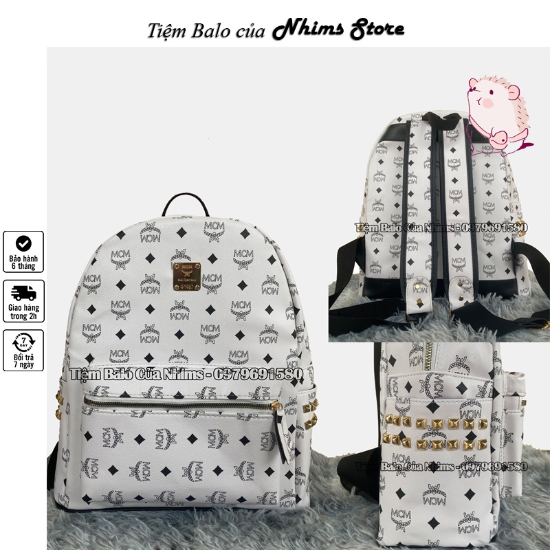 Balo Da Nâu Hồng Trắng Quai To Size 40 Cao Cấp