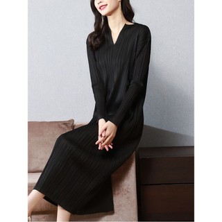 Issey Miyake Đầm Xếp Ly Dáng Rộng Kiểu Phương Tây Thời Trang Mùa Xuân 2023 Cho Nữ 40 Tuổi
