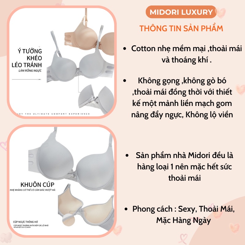 Áo Lót Không Gọng Midori Thông Hơi Nâng Ngực Gom Tạo Khe Quyến Rũ A91